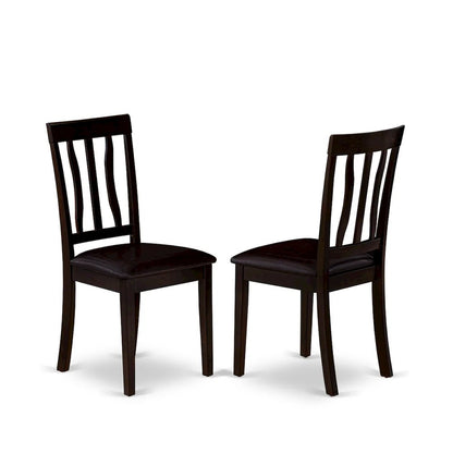 Antique Dining Chairs - Faux Leather Upholstered Wooden Chairs, Set of 2