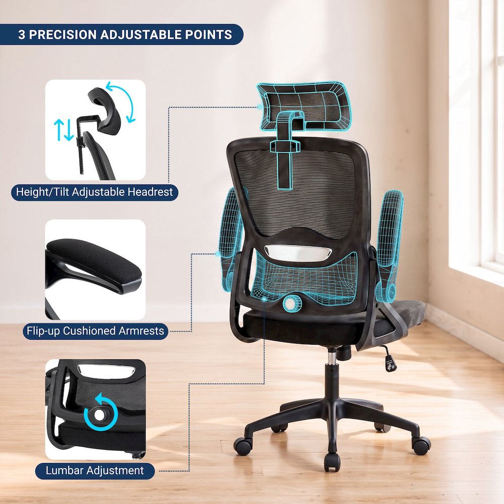 Mesh Office Chair, Breathable Black Task Chair for Home Office or Study