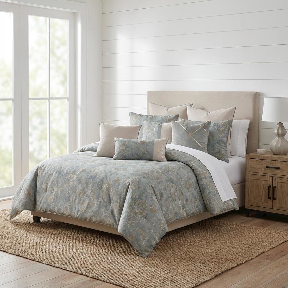 Debonair 9-Piece Queen Comforter Set - Mist