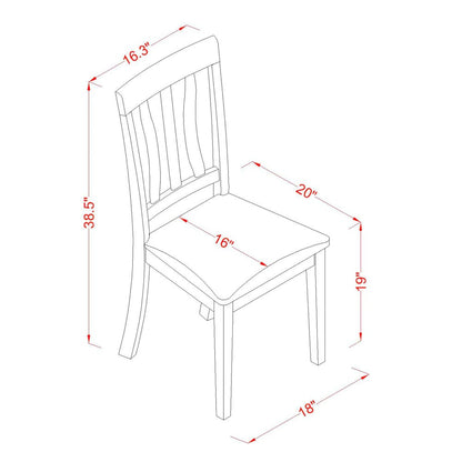 Antique Kitchen Dining Chairs - Linen Fabric Upholstered Wood Chairs, Set of 2