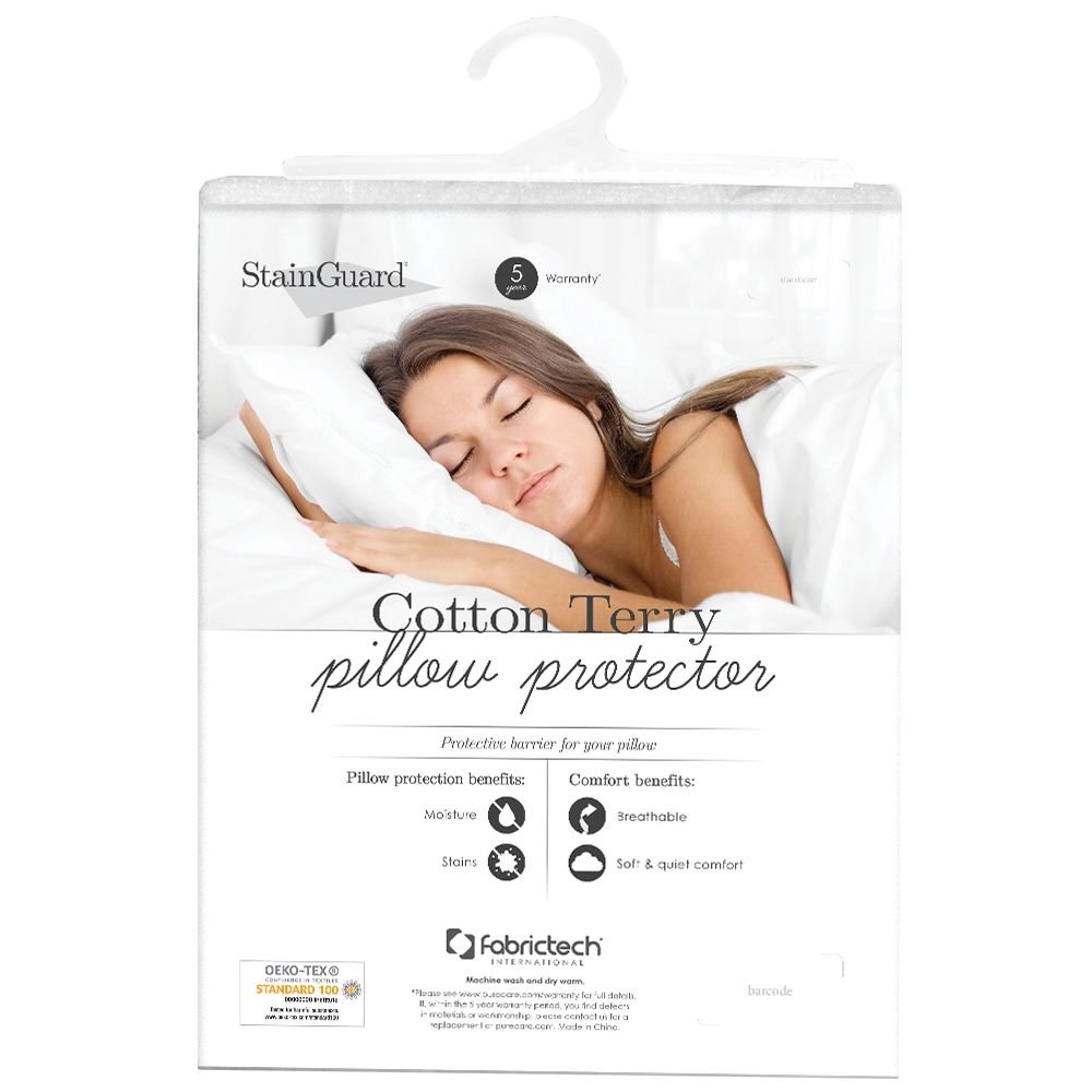 StainGuard® Cotton Terry Pillow Protector KING, White