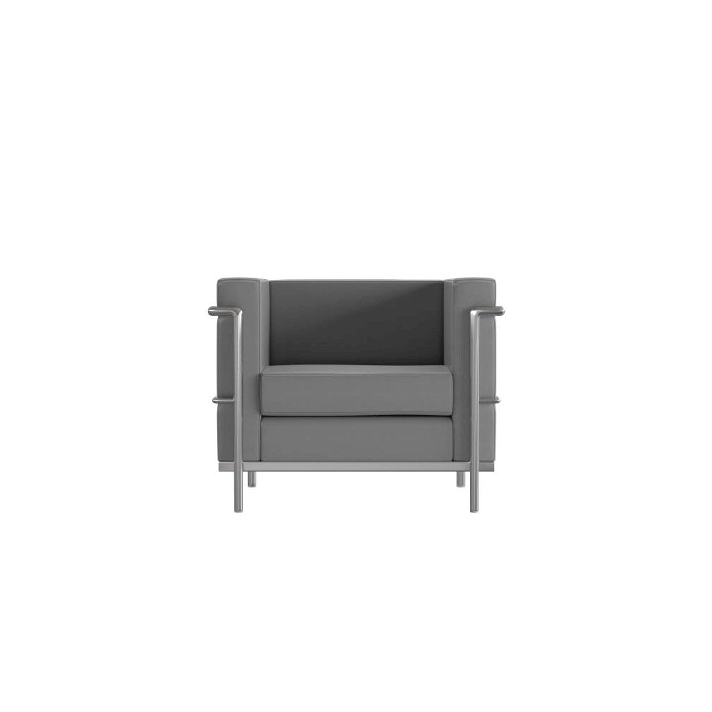 Hercules Regal Series Contemporary Gray LeatherSoft Chair with Encasing Frame