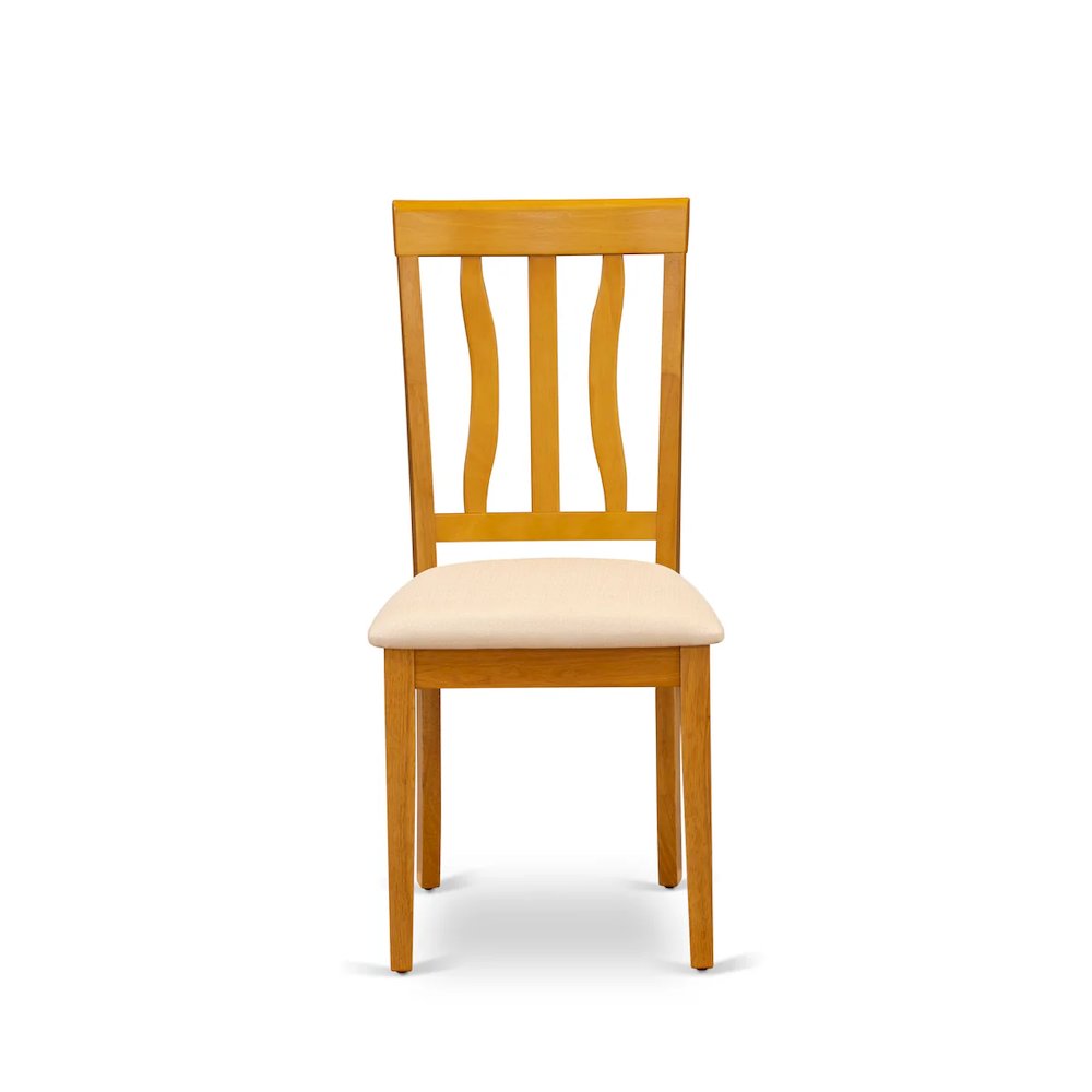 Antique Dining Chairs - Linen Fabric Upholstered Wooden Chairs, Set of 2