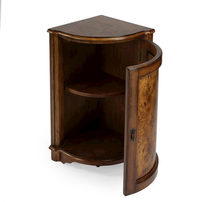 Medium Brown Small Corner Cabinet with Doors for Storage and Display