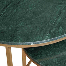 Green Marble Modern Solid Hand-Made Set of Two Nesting Round Coffee Tables