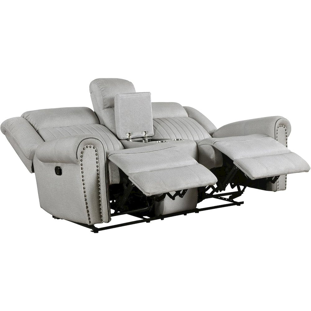 Lexicon Brennen Microfiber Double Reclining Love Seat in Mist