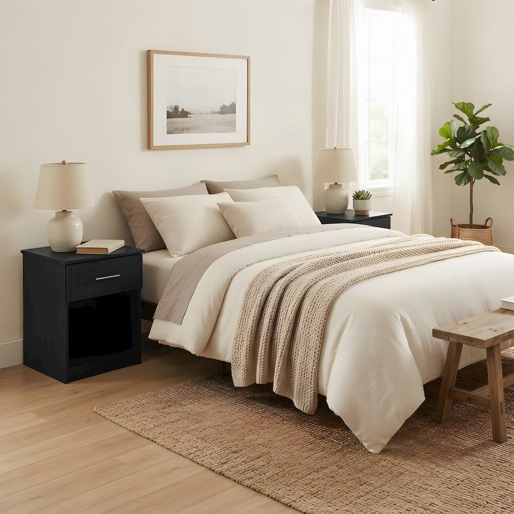 Americano Nightstand Set, Single Drawer, Handle, Modern Bedroom Storage Solution