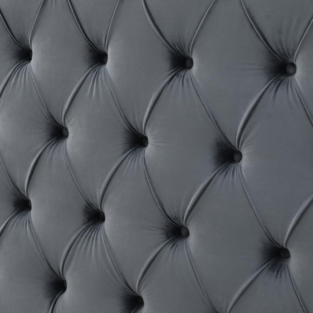 Better Home Products Sophia Velvet King Bed with Silver Metal Frame in Gray