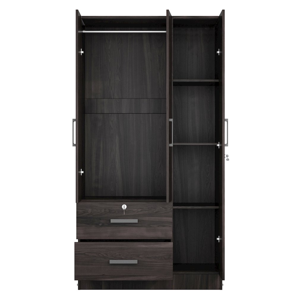 Better Home Products Symphony Wardrobe Armoire Closet with Two Drawers  Tobacco