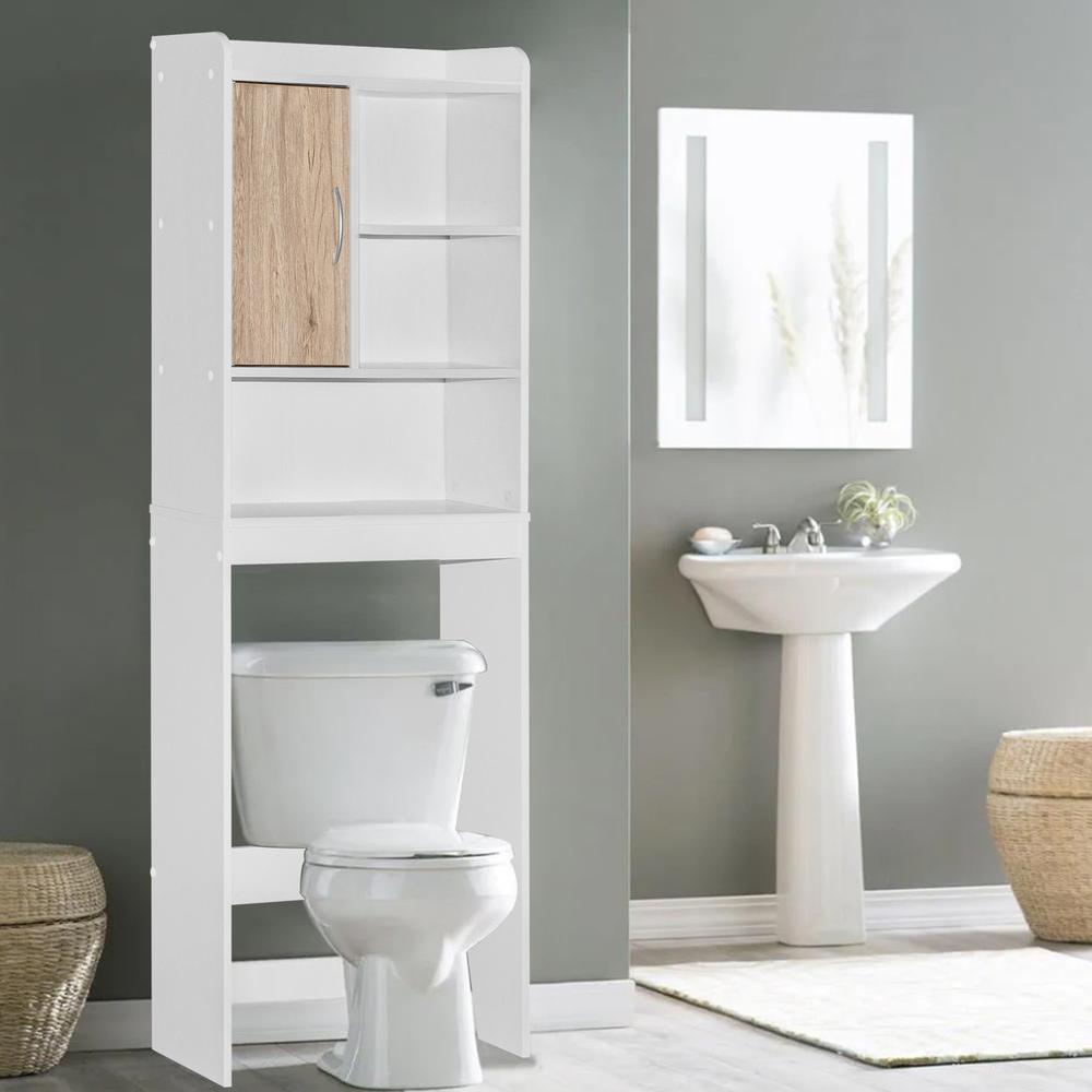 Better Home Products Ace Over-the-Toilet Storage Cabinet in White & Natural Oak