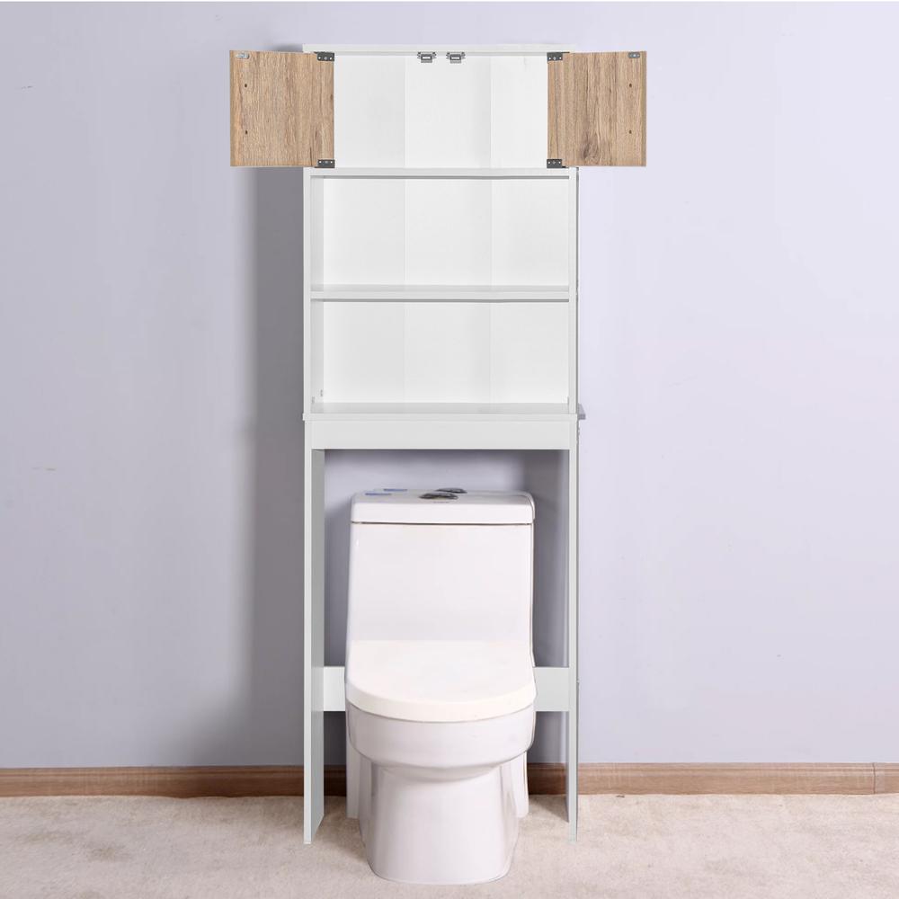 Better Home Products Ace Over-the-Toilet Storage Rack in White & Natural Oak