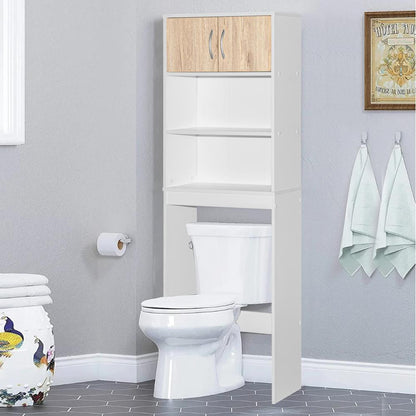 Better Home Products Ace Over-the-Toilet Storage Rack in White & Natural Oak