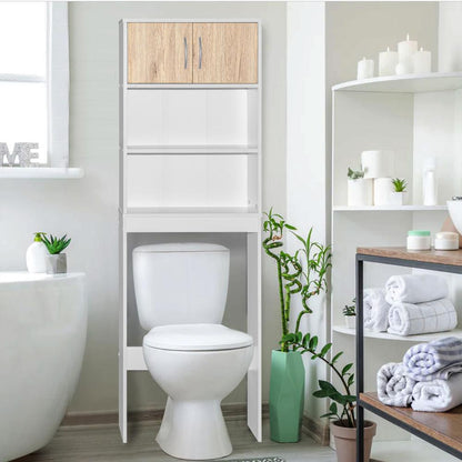 Better Home Products Ace Over-the-Toilet Storage Rack in White & Natural Oak