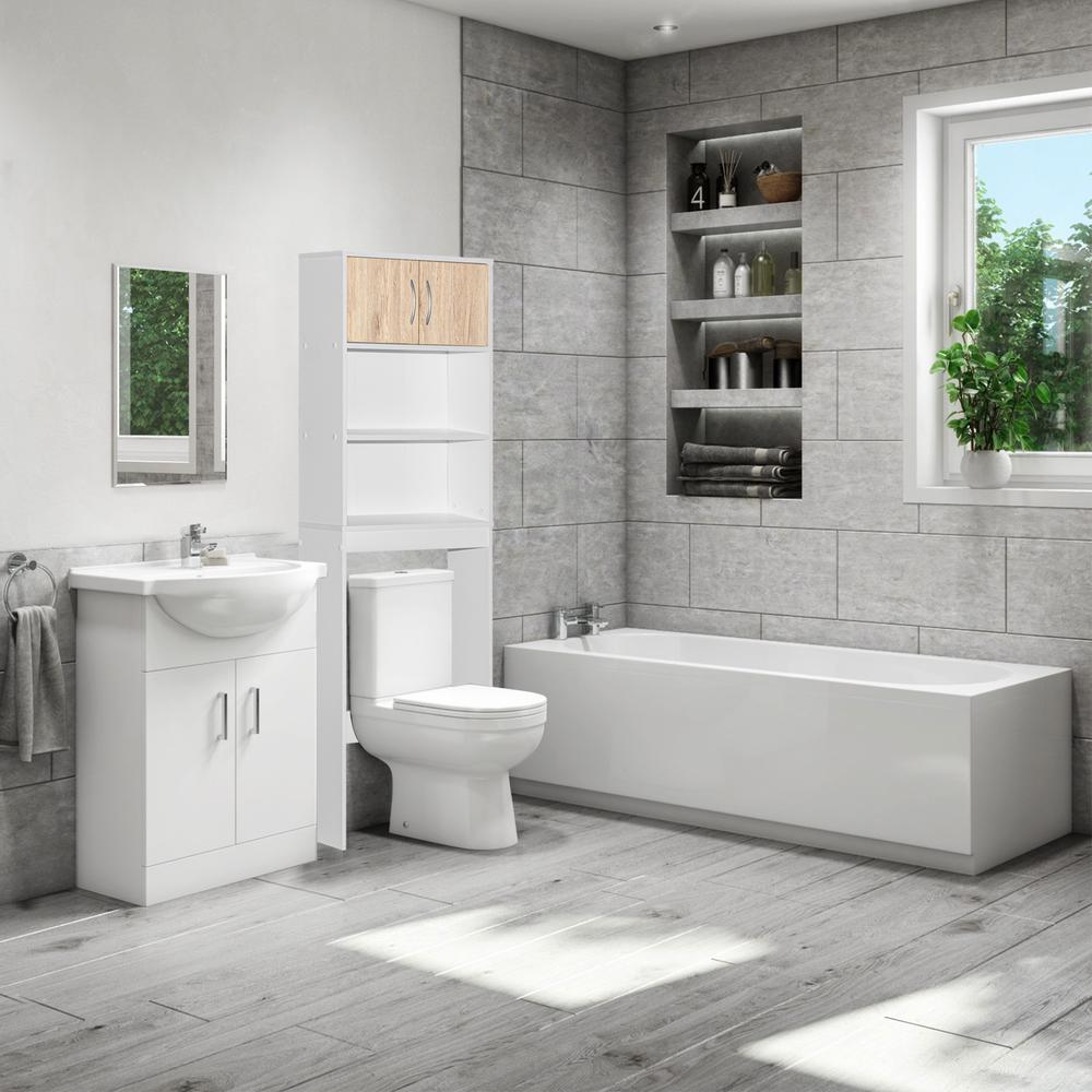 Better Home Products Ace Over-the-Toilet Storage Rack in White & Natural Oak