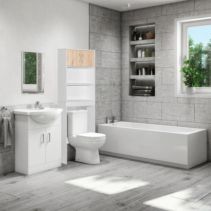 Better Home Products Ace Over-the-Toilet Storage Rack in White & Natural Oak
