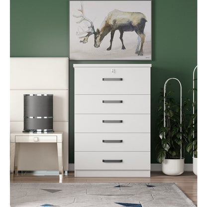 Jumbo 5 Drawers Chest in White Color