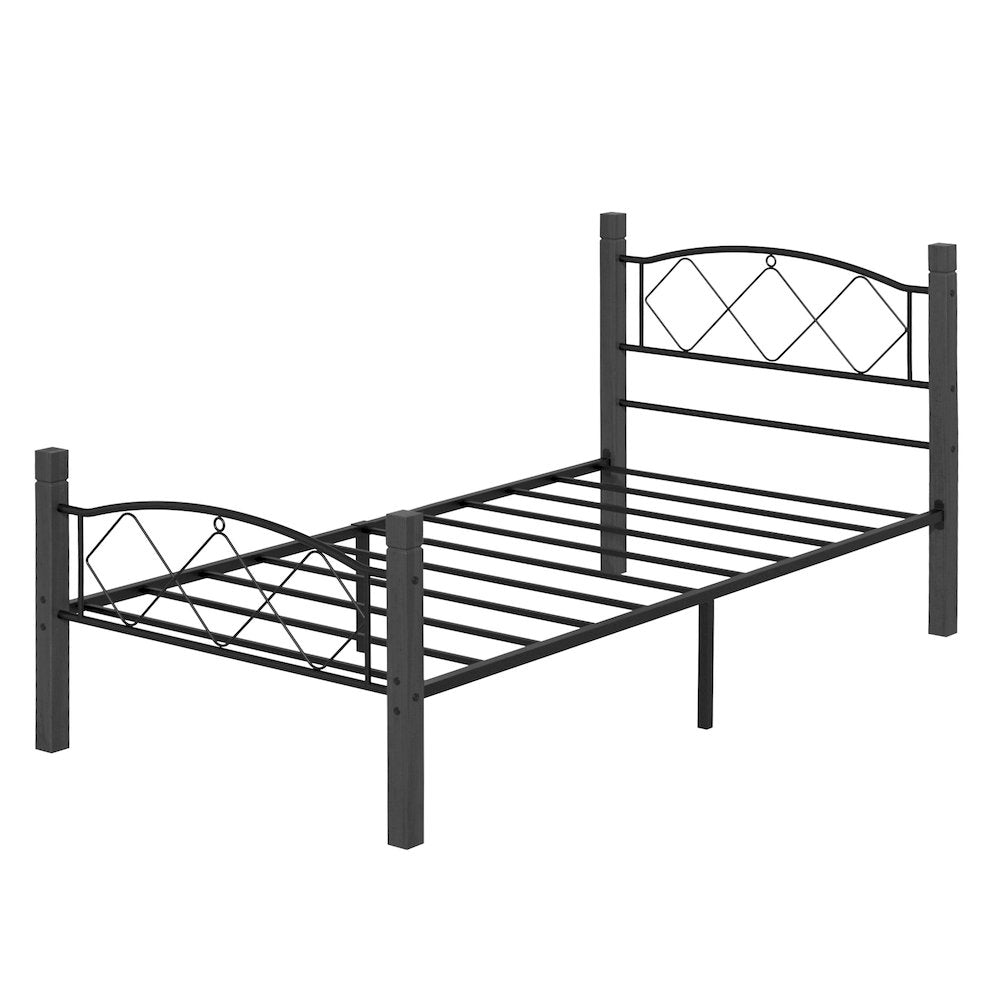 Hercules Twin Size Solid Wood Posts with Metal Bed Frame