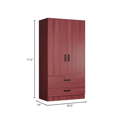 Woodpeckers Furniture And Mattress 2-Door Closet with 2-Drawers (Mahogany)