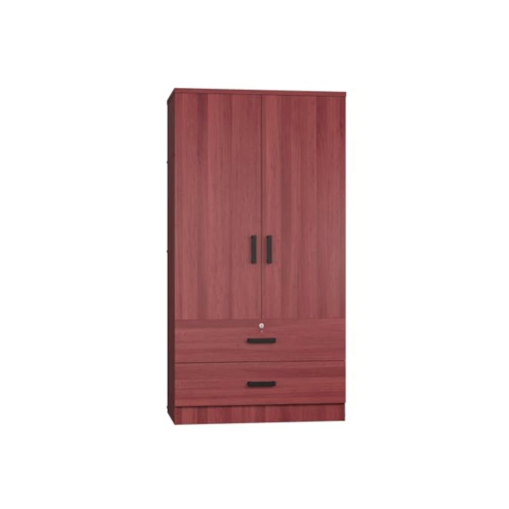 Woodpeckers Furniture And Mattress 2-Door Closet with 2-Drawers (Mahogany)
