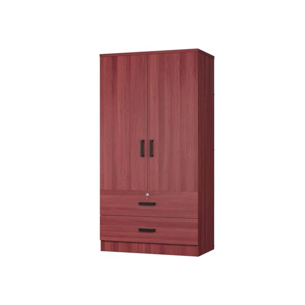Woodpeckers Furniture And Mattress 2-Door Closet with 2-Drawers (Mahogany)