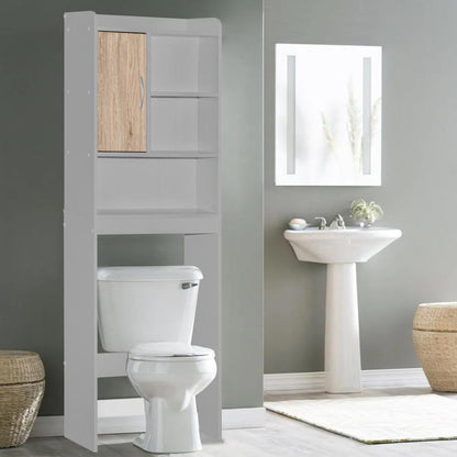 Better Home Products Ace Over-the-Toilet Storage Cabinet in Light Gray & Natural Oak