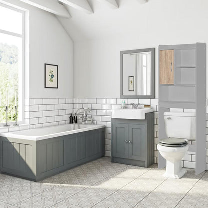 Better Home Products Ace Over-the-Toilet Storage Cabinet in Light Gray & Natural Oak