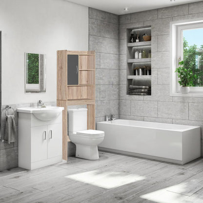 Better Home Products Ace Over-the-Toilet Storage Cabinet in Natural Oak & Dark Gray