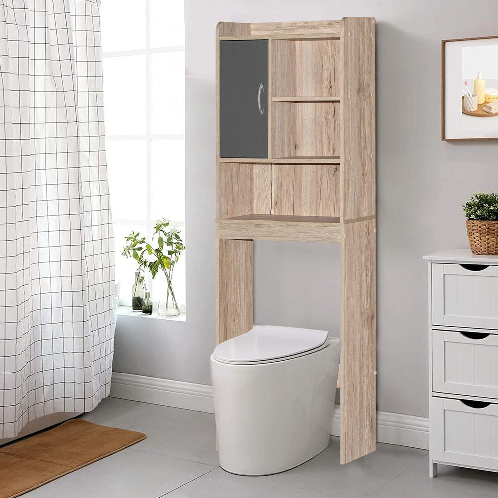 Better Home Products Ace Over-the-Toilet Storage Cabinet in Natural Oak & Dark Gray
