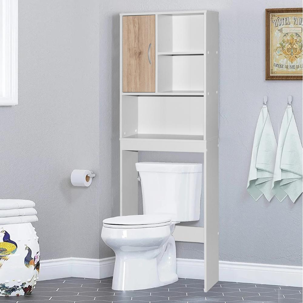 Better Home Products Ace Over-the-Toilet Storage Organizer in Natural Oak & Dark Gray