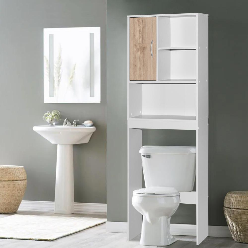 Better Home Products Ace Over-the-Toilet Storage Organizer in Natural Oak & Dark Gray