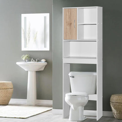 Better Home Products Ace Over-the-Toilet Storage Organizer in Natural Oak & Dark Gray