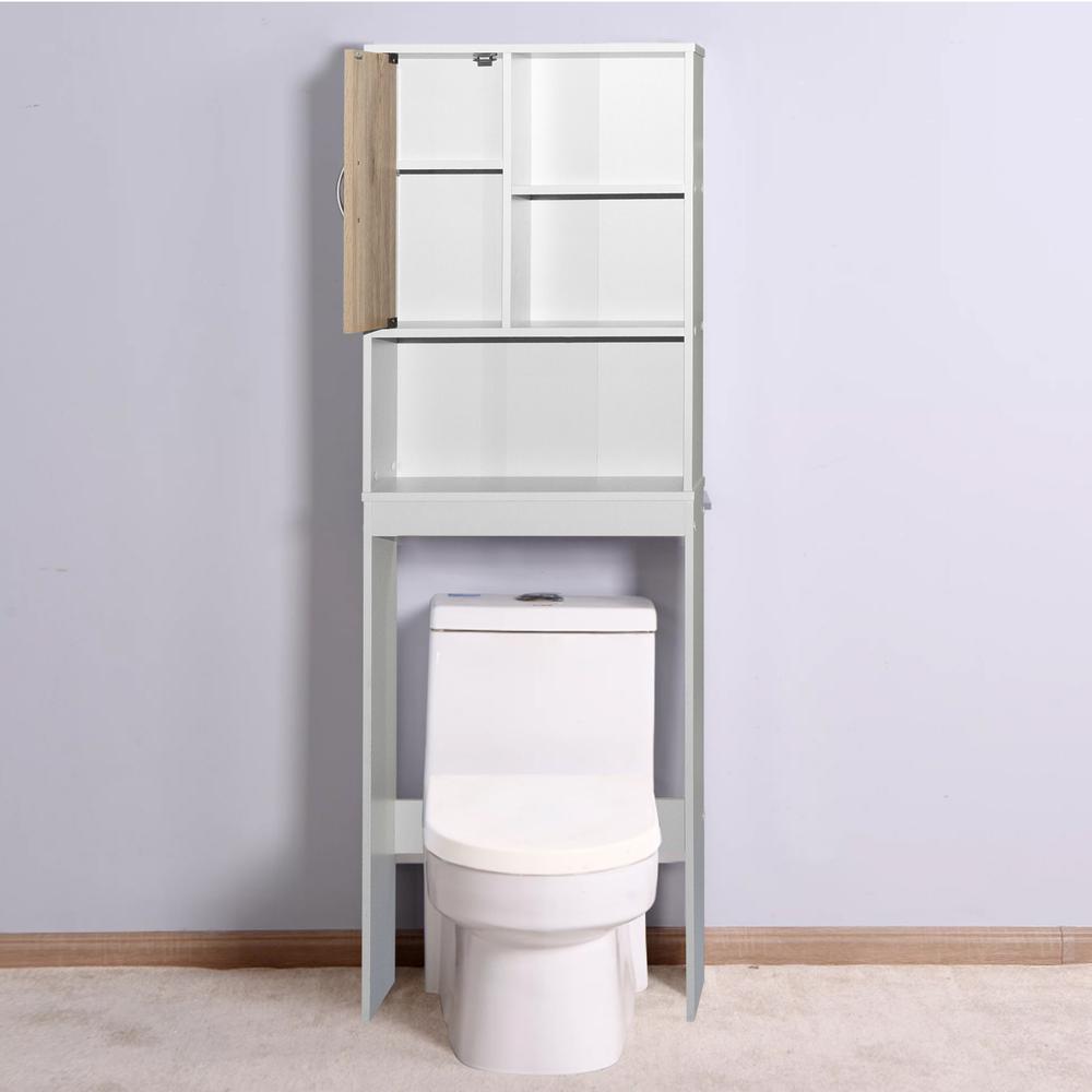 Better Home Products Ace Over-the-Toilet Storage Organizer in Natural Oak & Dark Gray
