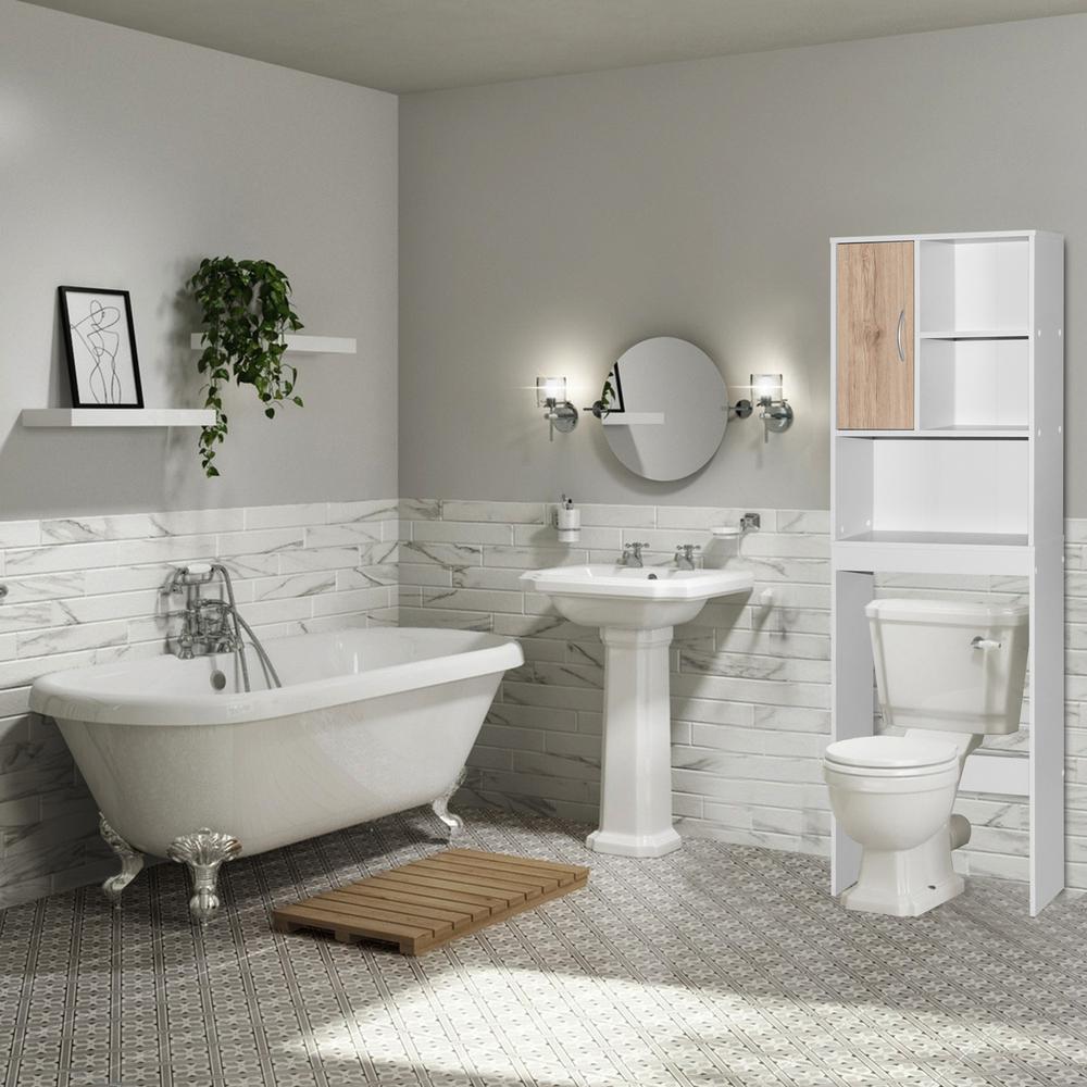 Better Home Products Ace Over-the-Toilet Storage Organizer in Natural Oak & Dark Gray