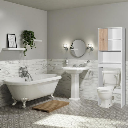 Better Home Products Ace Over-the-Toilet Storage Organizer in Natural Oak & Dark Gray