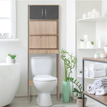 Better Home Products Ace Over-the-Toilet Storage Rack in Natural Oak & Dark Gray