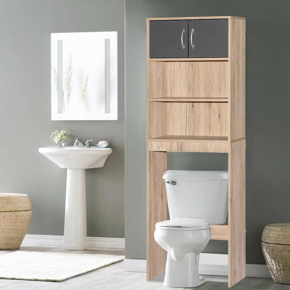 Better Home Products Ace Over-the-Toilet Storage Rack in Natural Oak & Dark Gray