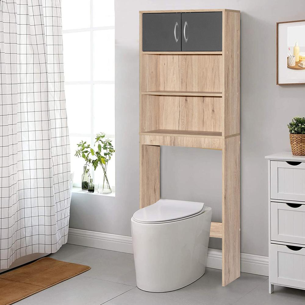 Better Home Products Ace Over-the-Toilet Storage Rack in Natural Oak & Dark Gray