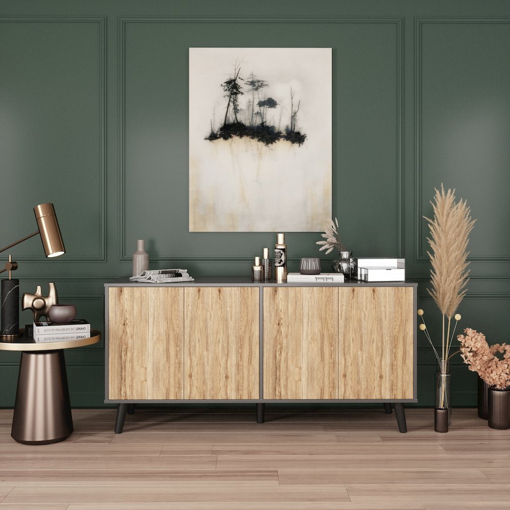 Sideboard Buffet Cabinet with Storage, 55" Kitchen Storage Cabinets