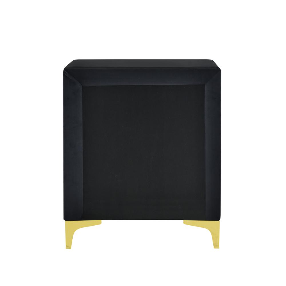 Monique Velvet Nightstand with Gold Legs and Gold Trim, Crystal knobs