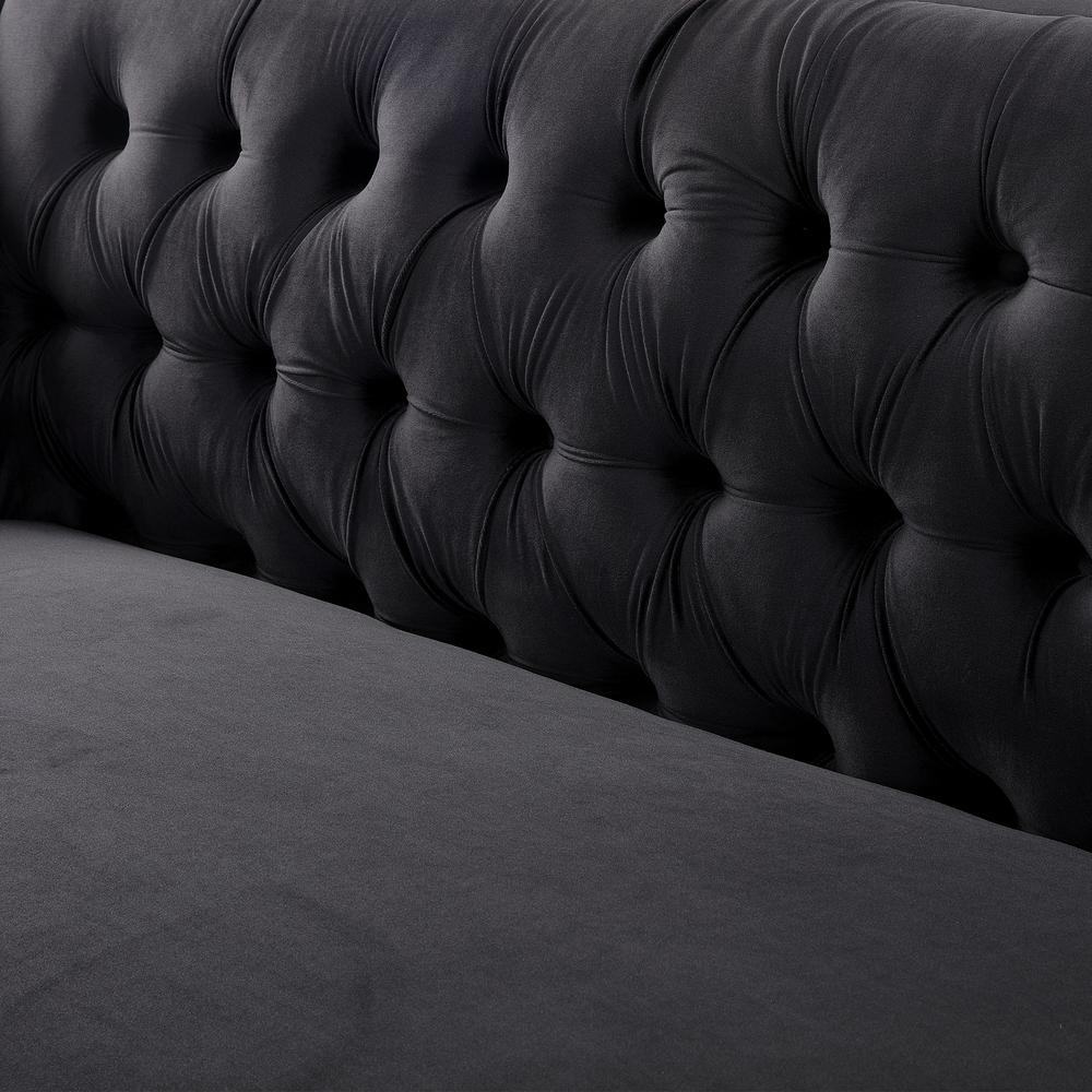 Luxe Velvet Sofa with Gold Legs, Gold Nail head Trim and Button-Tufted Design