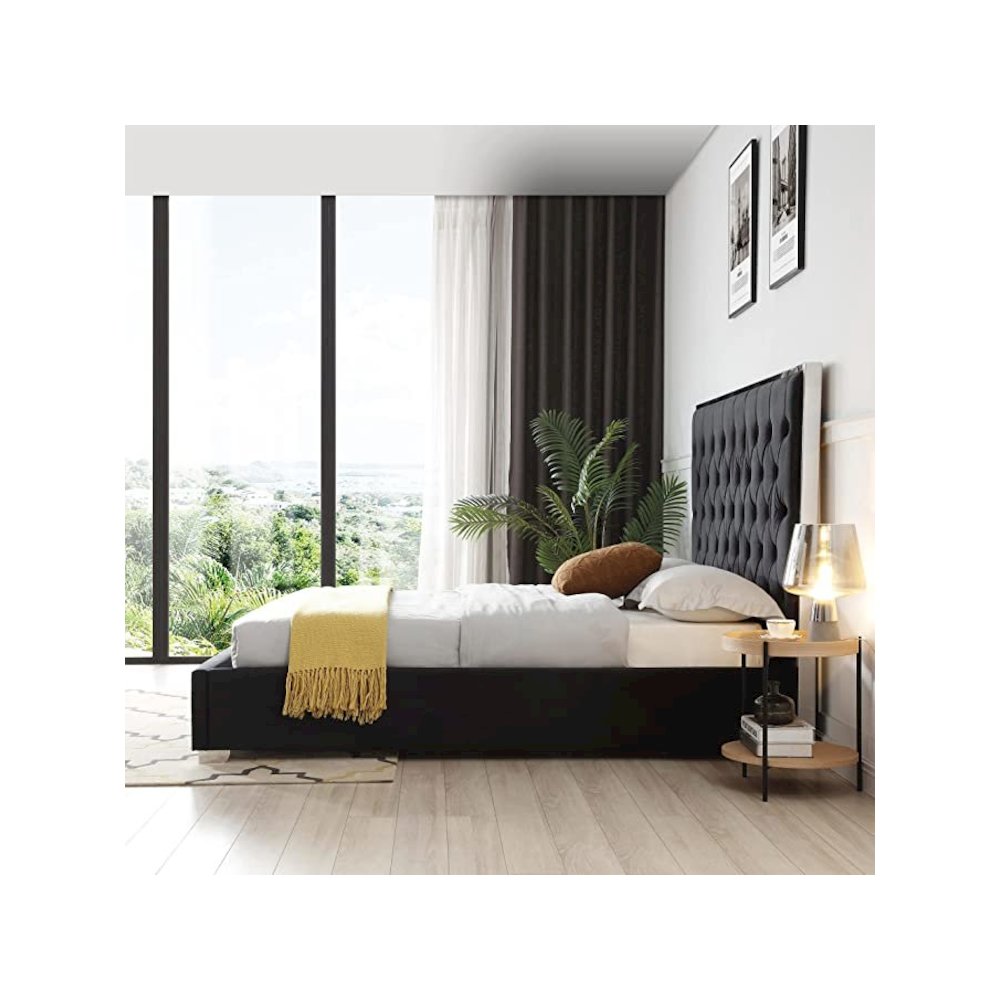 Sophia Velvet Queen Bed with Silver Metal Frame