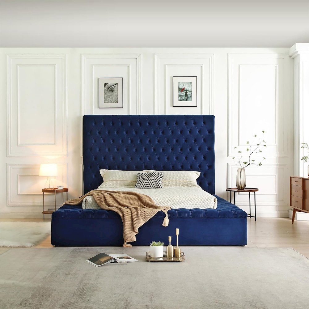 Cosmopolitan Velvet Tufted Upholstered Storage Platform with Headboard