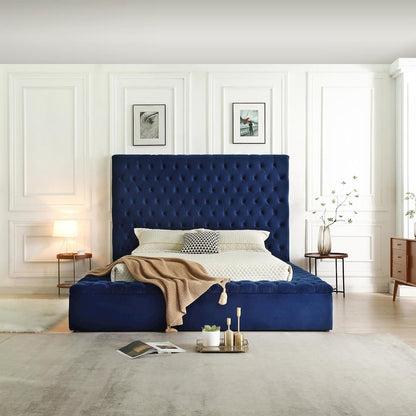 Cosmopolitan Velvet Tufted Upholstered Storage Platform with Headboard