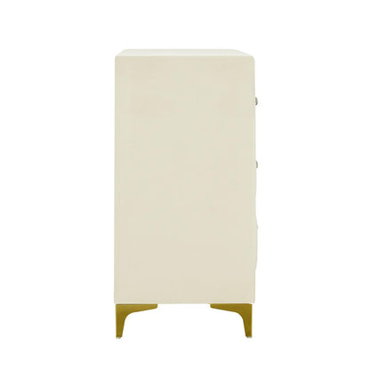 Velvet 6 Drawer Dresser with Gold Legs and Trim