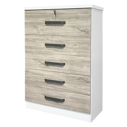 Better Home Products Xia 5 Drawer Chest of Drawers in White