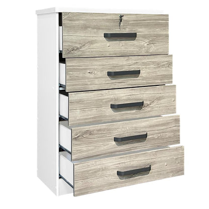 Better Home Products Xia 5 Drawer Chest of Drawers in White