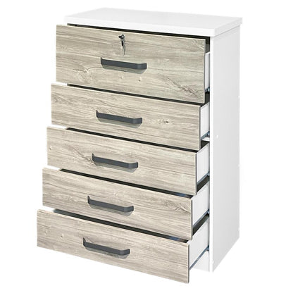 Better Home Products Xia 5 Drawer Chest of Drawers in White