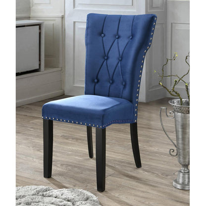 Better Home Products La Costa Velvet Tufted Dining Chair Set of 2 in Blue