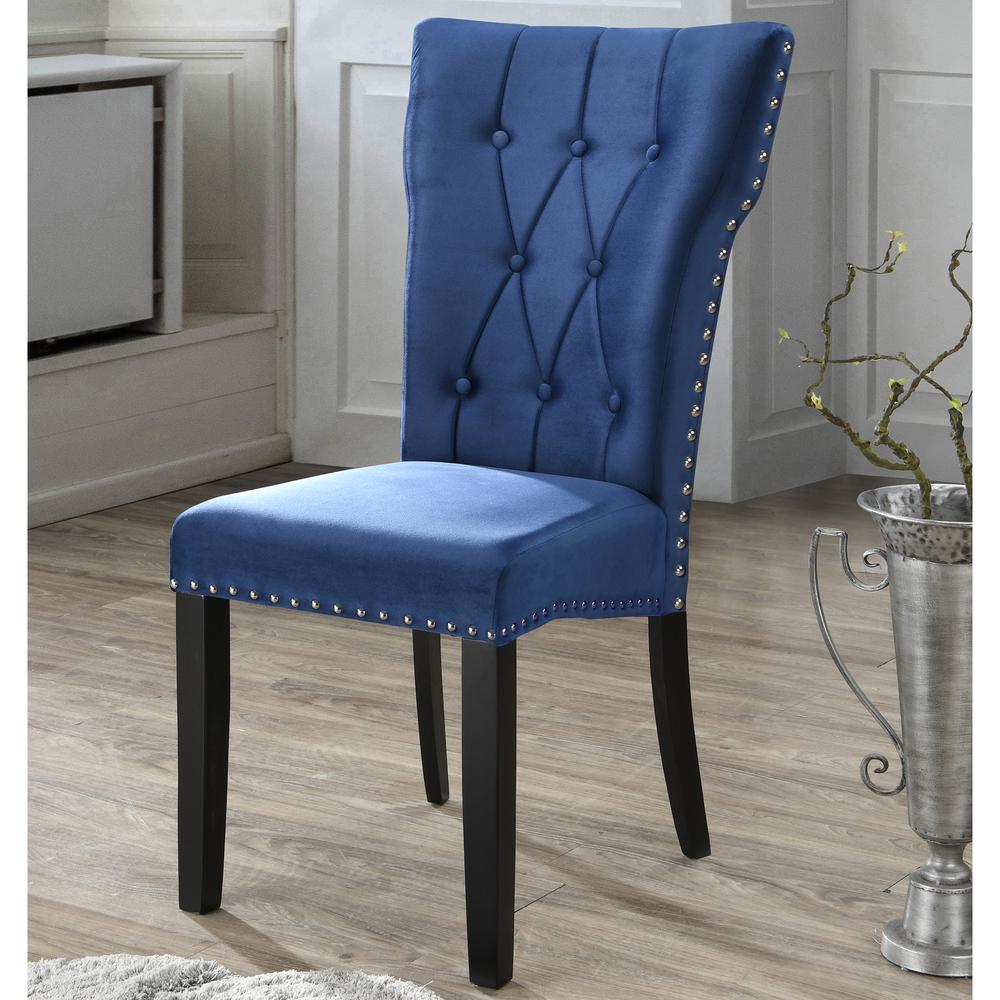 Better Home Products La Costa Velvet Tufted Dining Chair Set of 2 in Blue