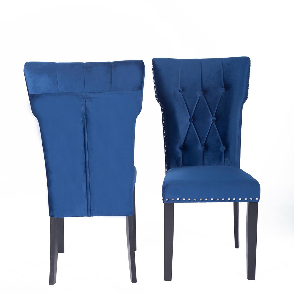 Better Home Products La Costa Velvet Tufted Dining Chair Set of 2 in Blue